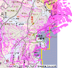 プロアトラス98に横浜市の可視マップを重ねたもの